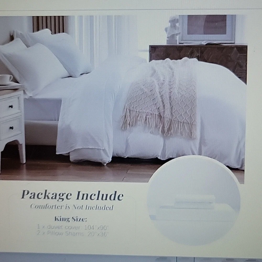 Mildly White King SuperSoft duvet cover 3pc set zipper corner tie Microfiber New
